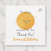 First Trip Around The Sun Paper Airplane Birthday Bedankjes Labels (Achterkant)