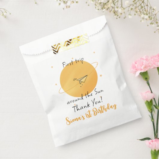 First Trip Around The Sun Paper Airplane Birthday Bedankzakje (Gezegeld)