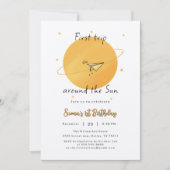 First Trip Around The Sun Paper Airplane Birthday Kaart (Voorkant)