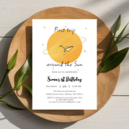First Trip Around The Sun Paper Airplane Birthday Kaart