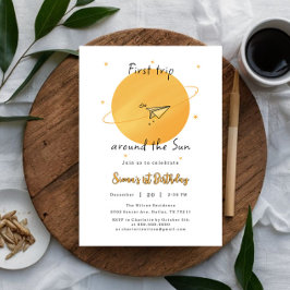 First Trip Around The Sun Paper Airplane Birthday Kaart