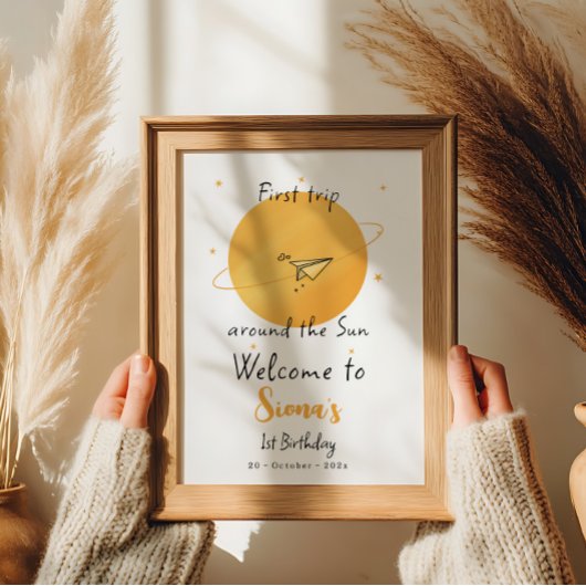 First Trip Around The Sun Paper Airplane Birthday Poster