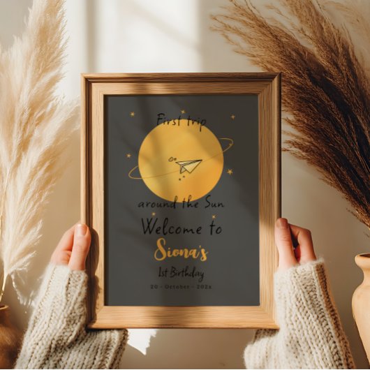 First Trip Around The Sun Paper Airplane Birthday Poster