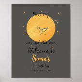 First Trip Around The Sun Paper Airplane Birthday Poster (Voorkant)
