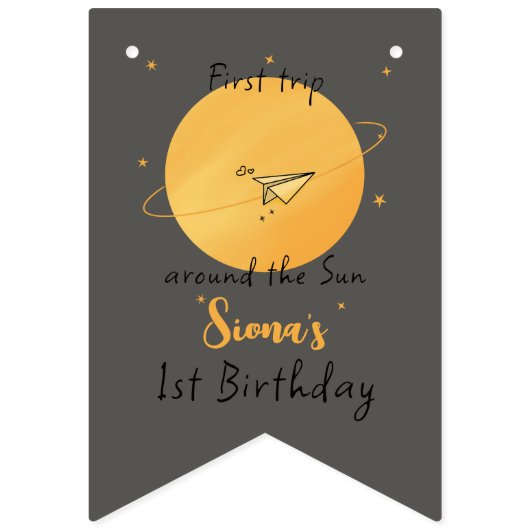 First Trip Around The Sun Paper Airplane Birthday Vlaggetjes (Eerste vlag)