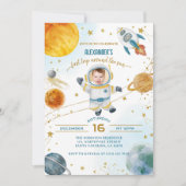 First Trip Around the Sun Photo Space Birthday Kaart (Voorkant)