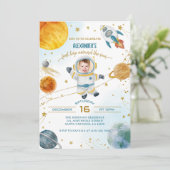 First Trip Around the Sun Photo Space Birthday Kaart (Staand voorkant)