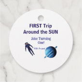 First trip around the sun planet astronaut birthda bedankjes labels (Achterkant)