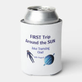 First trip around the sun planet astronaut birthda blikjeskoeler (Blikje Voorkant)