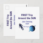 First trip around the sun planet astronaut birthda briefkaart (Voorkant / Achterkant)
