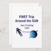 First trip around the sun planet astronaut birthda kaart (Voorkant / Achterkant)