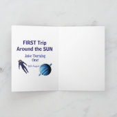 First trip around the sun planet astronaut birthda kaart (Binnen)