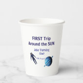 First trip around the sun planet astronaut birthda papieren bekers (Achterkant)