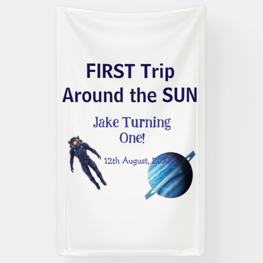 First trip around the sun planet astronaut birthda spandoek (Verticaal)