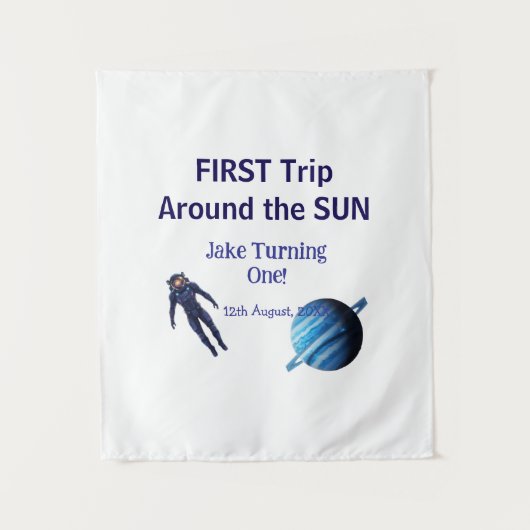 First trip around the sun planet astronaut birthda wandkleed (Voorkant)