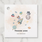 First Trip Around the Sun space animals Birthday  Bedankjes Labels (Voorkant)