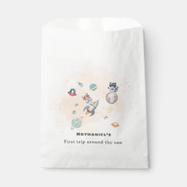 First Trip Around the Sun space animals Birthday  Bedankzakje