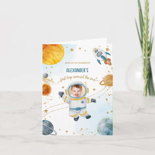First Trip Around the Sun Space Birthday Photo (Voorkant)