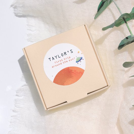 First Trip Around The Sun Space Boy Birthday Ronde Sticker