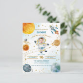 First Trip Around the Sun Space Photo Birthday Briefkaart (Staand voorkant)