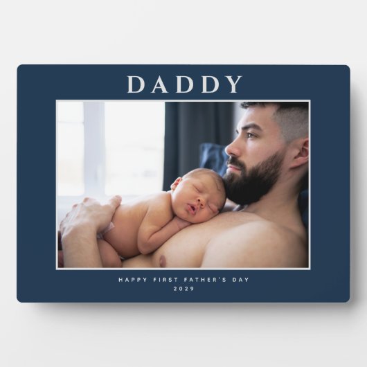 First Vaderdag Muted Blue Personalized Fotoplaat (voorkant)