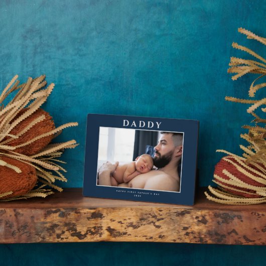 First Vaderdag Muted Blue Personalized Fotoplaat (Zijkant)