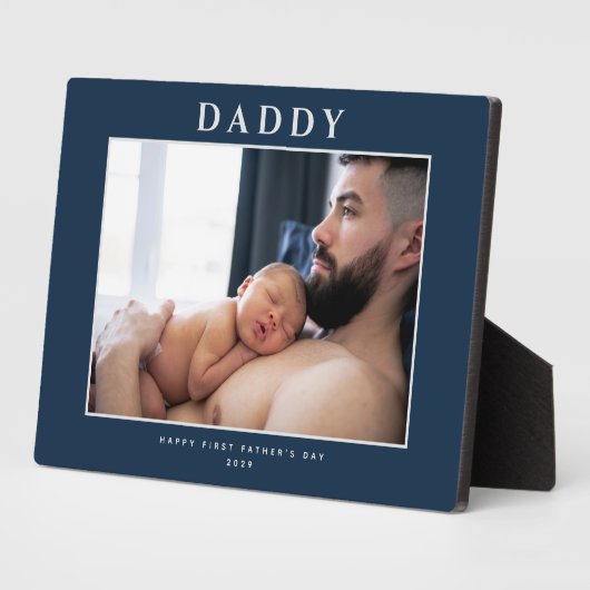 First Vaderdag Muted Blue Personalized Fotoplaat (Zijkant)