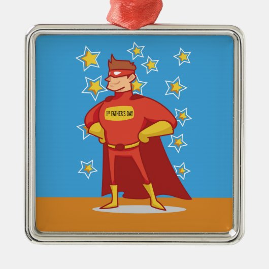 First Vaderdag Superheld Metalen Ornament (Voorkant)
