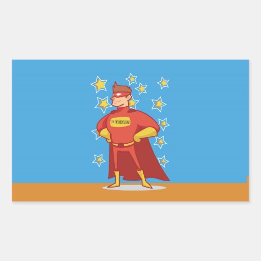 First Vaderdag Superheld Rechthoekige Sticker (Voorkant)
