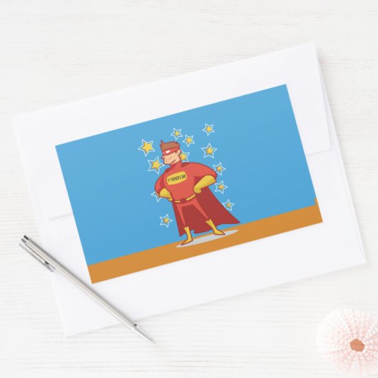 First Vaderdag Superheld Rechthoekige Sticker (Envelop)