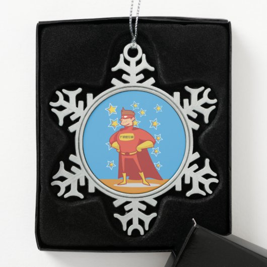 First Vaderdag Superheld Tin Sneeuwvlok Ornament (Kistje)