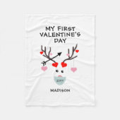 First Valentijnsdag Cute Heart Deer Personalized Fleece Deken (Voorkant)