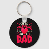 First Valentine As A Dad Funny Valentine New Dad B Sleutelhanger (Voorkant)