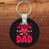 First Valentine As A Dad Funny Valentine New Dad B Sleutelhanger (Voorkant)