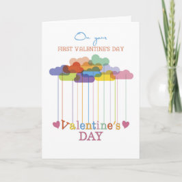 First Valentine’s Day Valentine Rainbow Clouds Feestdagen Kaart