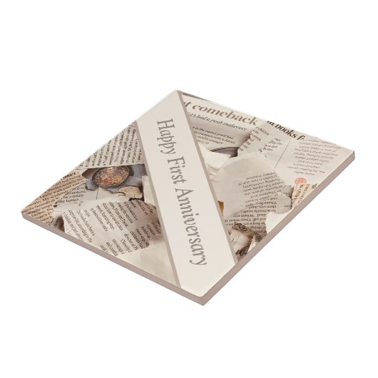 First Wedding Jubileum Newspaper Tegeltje (Zijkant)
