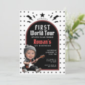 First World Tour Birthday Invitation with Photo Kaart (Staand voorkant)