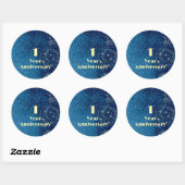 First Year Anniversary Bond & Seal Sparkling Blue  Ronde Sticker (Vel)