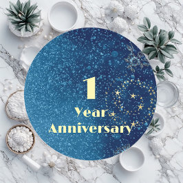First Year Anniversary Bond & Seal Sparkling Blue  Ronde Sticker