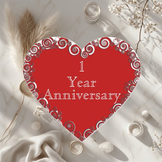 First Year Anniversary Milestone Romantic Modern  Hart Sticker