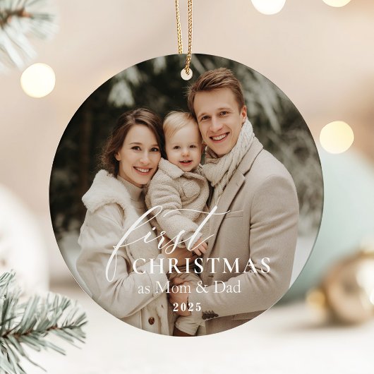 First Year as Mom & Dad Christmas Photo Keramisch Ornament