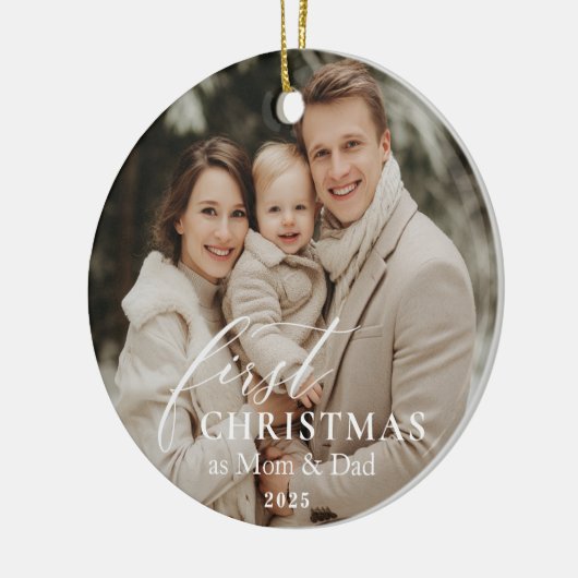 First Year as Mom & Dad Christmas Photo  Keramisch Ornament (Links)