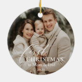 First Year as Mom & Dad Christmas Photo Keramisch Ornament (Achterkant)