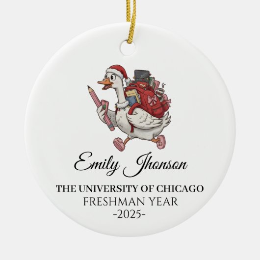 First Year At College Ornament, College Christmas  Keramisch Ornament (Voorkant)