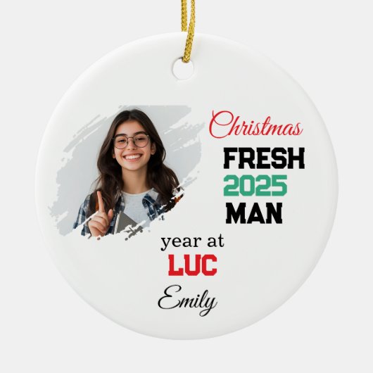 First Year At College Ornament, Custom Freshman Keramisch Ornament (Voorkant)