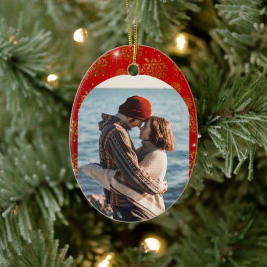 First Year Dating Couples Christmas Keramisch Ornament (Boom)