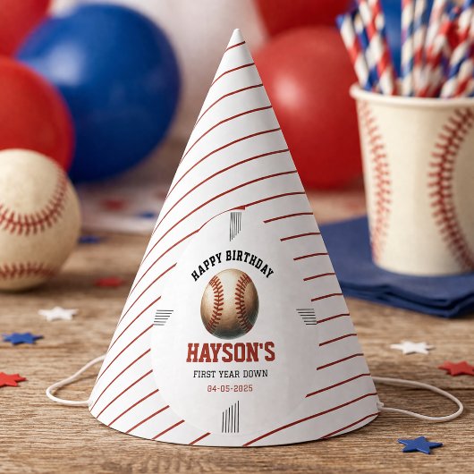 First Year Down Baseball 1e Verjaardagsfeestje Feesthoedjes