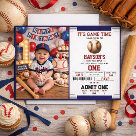 First Year Down Baseball 1e Verjaardagsfeestje Kaart