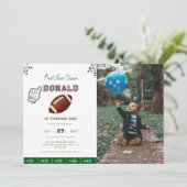 First Year Down Football 1st Birthday  Kaart (Staand voorkant)