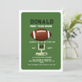 First Year Down Football 1st Birthday  Kaart (Staand voorkant)